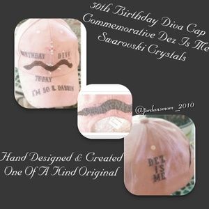 ✔50th BD Diva Cap Pink Suede Swarovski Crystals